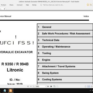 Liebherr Hydraulic Excavator R994B R935041108 2019 Service Manual 1