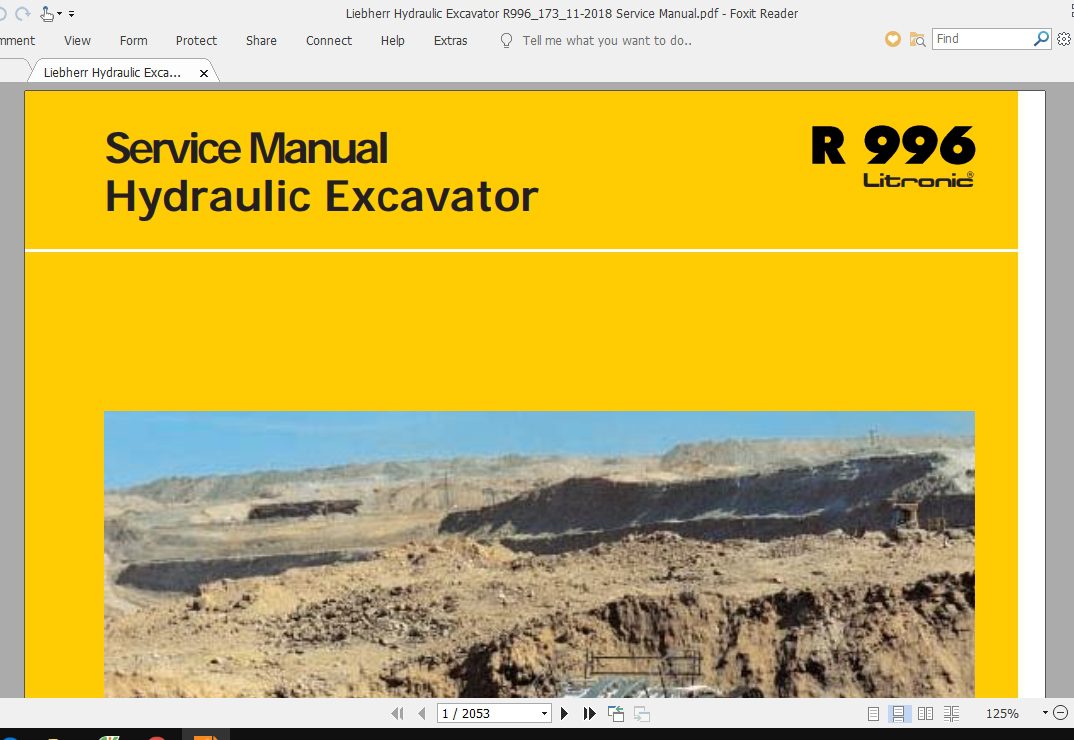 Liebherr Hydraulic Excavator R99617311 2018 Service Manual 1