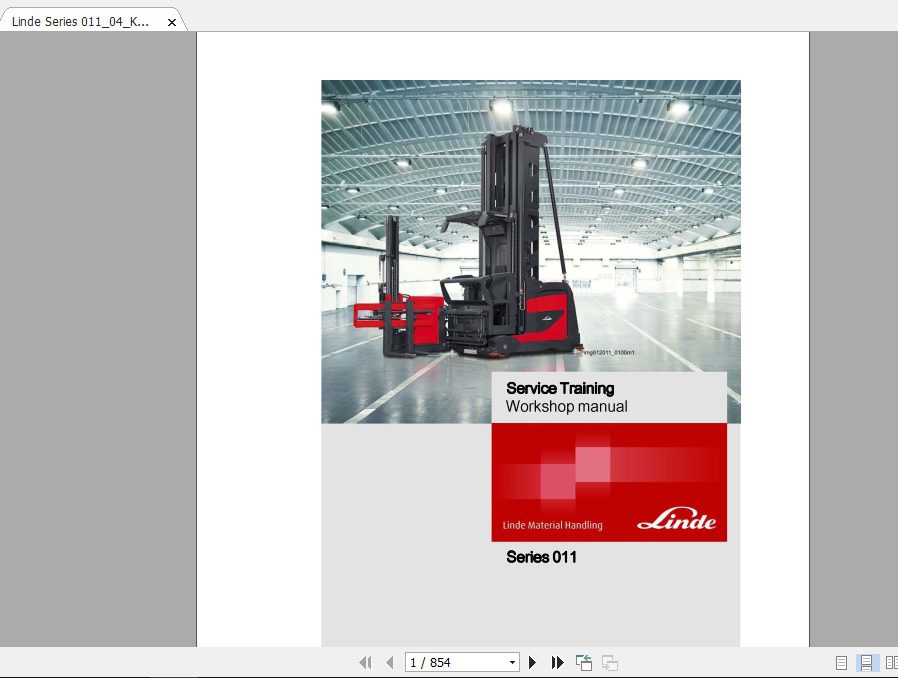 Linde Forklift Series 01104K 80VEN1309 Service Manuals 1