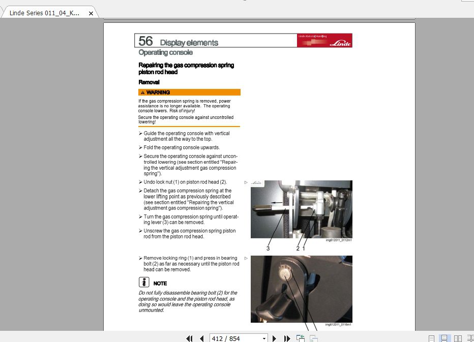 Linde Forklift Series 01104K 80VEN1309 Service Manuals 4