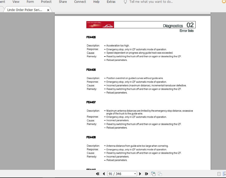 Linde Forklift Series 01501 02V11 12ACST Service Manuals 2