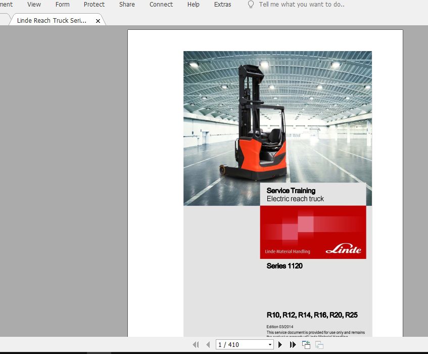 Linde Forklift Series 1120R10R12R14R16R20R25 EN1404 Service Manuals 1