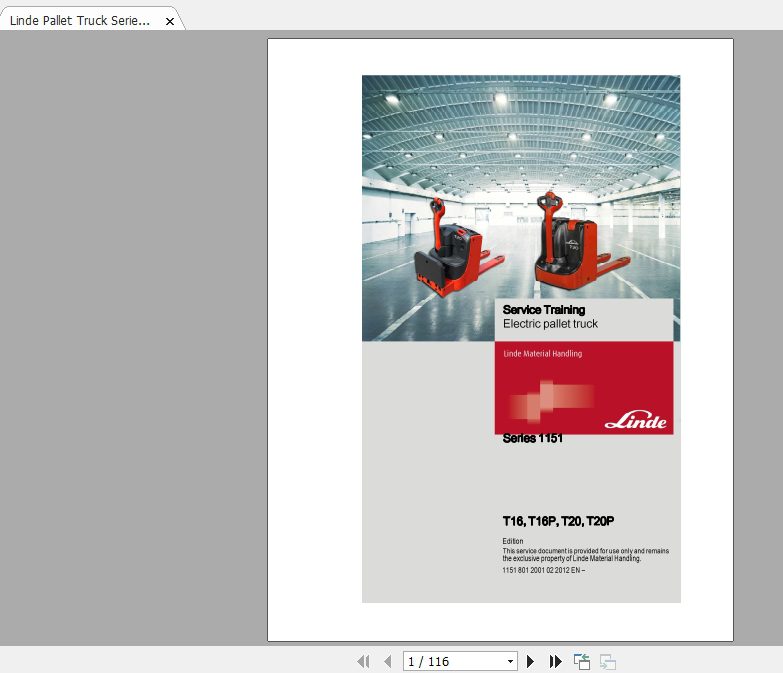 Linde Forklift Series 1151T16T16PT20T20P EN1202 Service Manuals 1