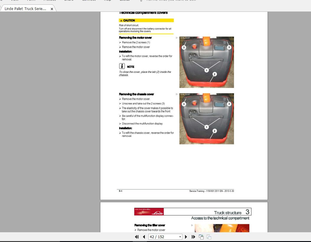 Linde Forklift Series 1158T30T30AP EN1305 Service Manuals 2