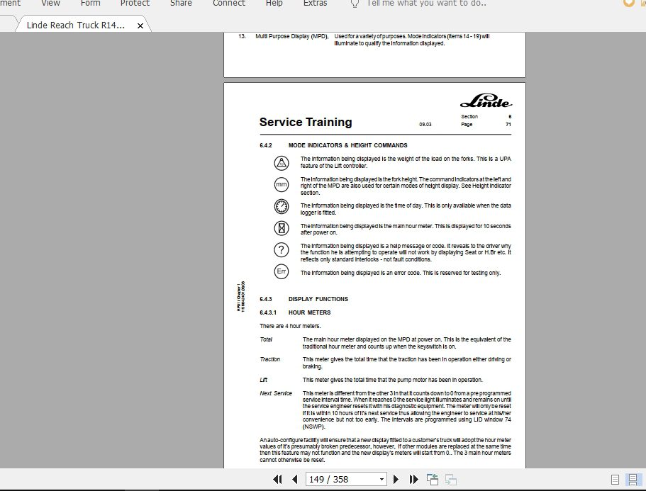 Linde Forklift Series 115R14R14HDR16R16HDR16NR20R20NST Service Manuals 4