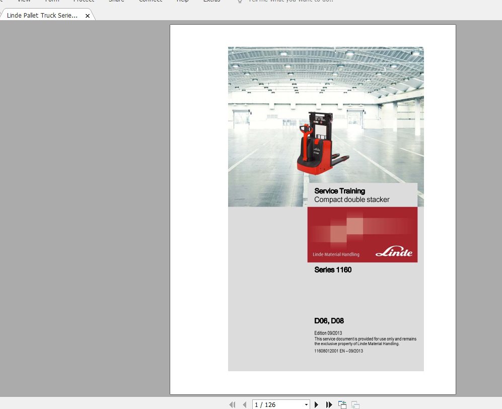 Linde Forklift Series 1160D06D08 EN1309 Service Manuals 1