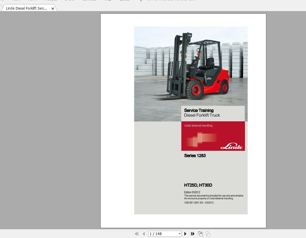 Linde Forklift Series 1283HT25DHT30DEN1203 Service Manuals 1