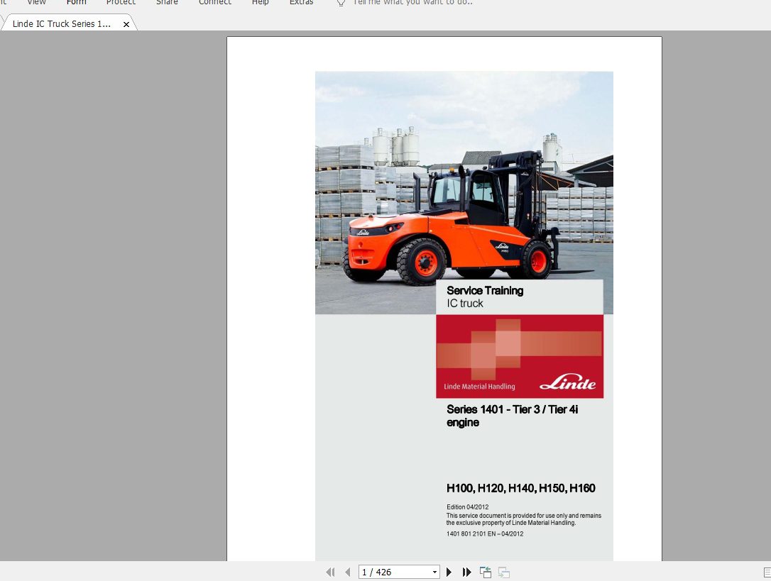 Linde Forklift Series 1401H100H120H140H150H160 EN1204 Service Manuals 1
