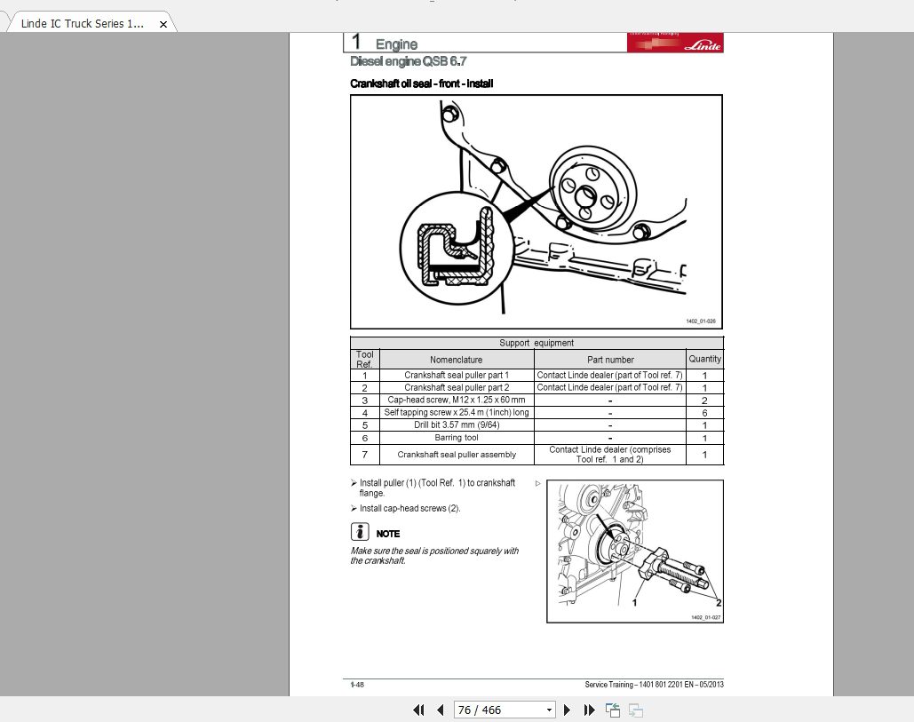 Linde Forklift Series 1401T3 T4iEN1305 Service Manuals 2