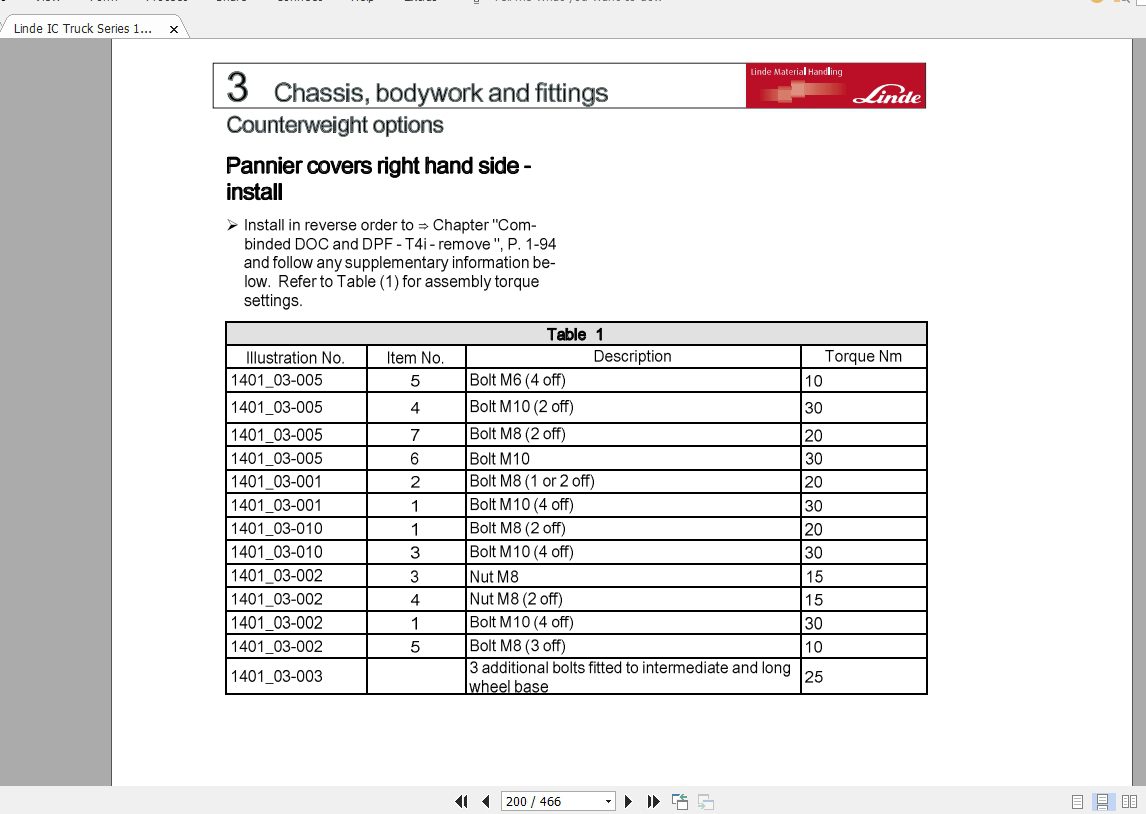 Linde Forklift Series 1401T3 T4iEN1305 Service Manuals 3