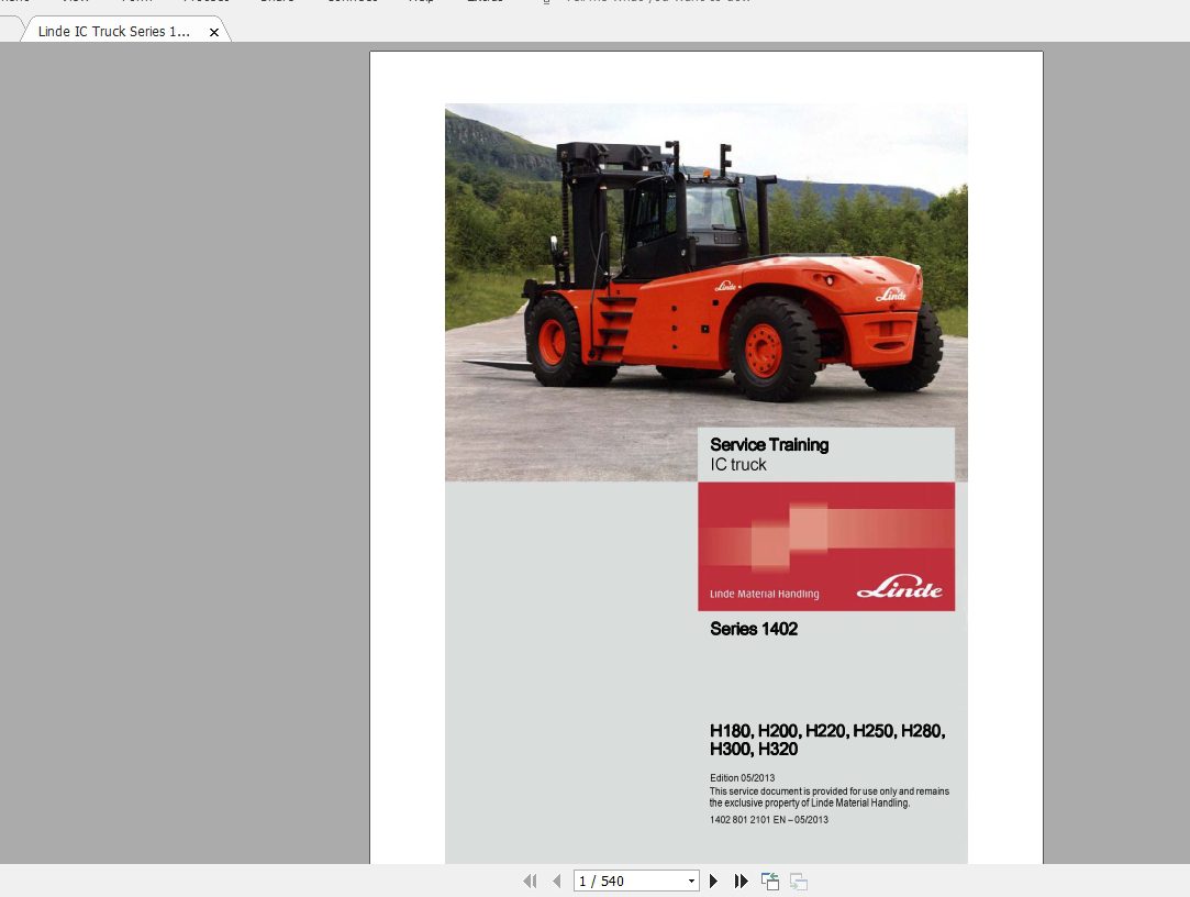 Linde Forklift Series 1402H180 H320 EN1305 Service Manuals 1