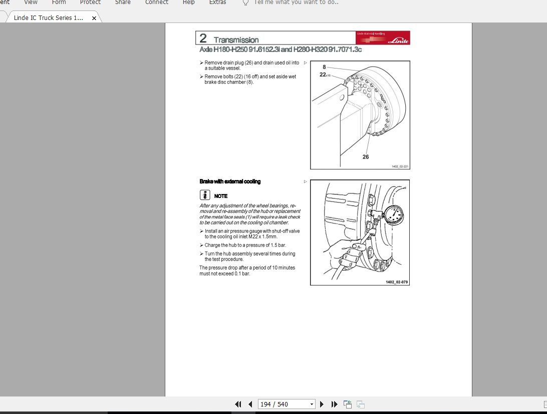 Linde Forklift Series 1402H180 H320 EN1305 Service Manuals 3