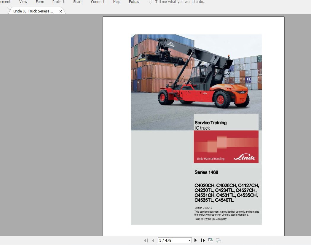 Linde Forklift Series 1468C4020CH C4540TL EN1204 Service Manuals 1