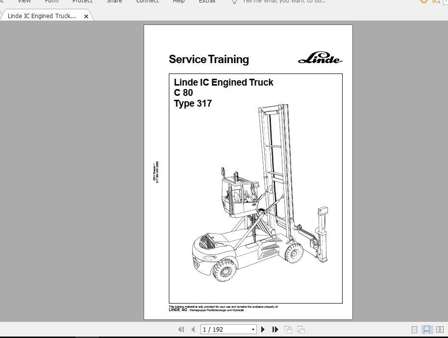 Linde Forklift Series 317C 80ST Service Manuals 1