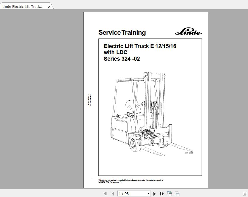 Linde Forklift Series 32402E12E15E16ST Service Manuals 1