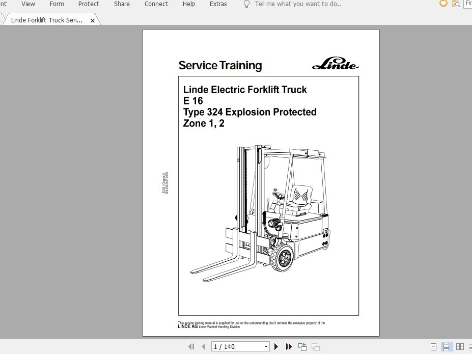 Linde Forklift Series 324E16 Service Manuals 1