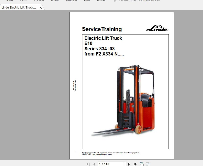 Linde Forklift Series 33403E10ST Service Manuals 1