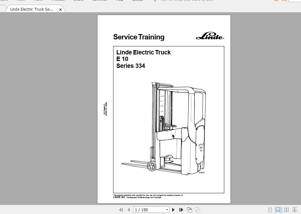 Linde Forklift Series 334E10ST Service Manuals 1