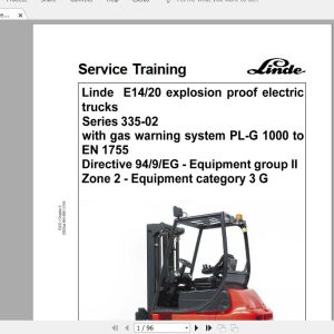 Linde Forklift Series 33502E14E20 ExGasGB0401 Service Manuals 1