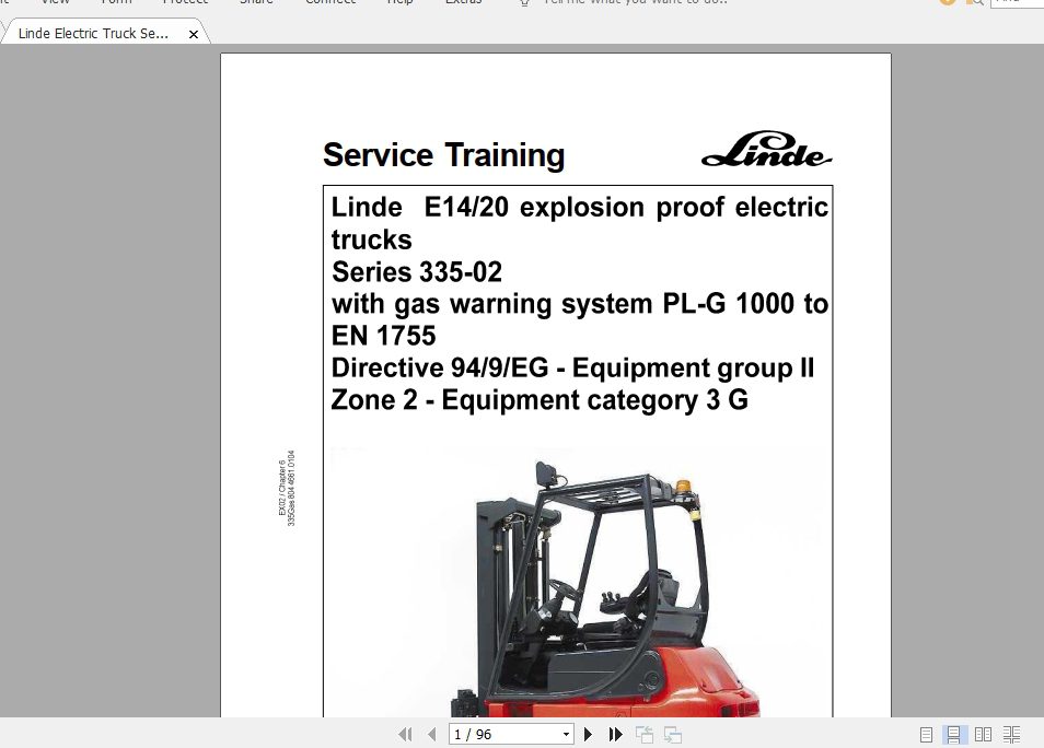 Linde Forklift Series 33502E14E20 ExGasGB0401 Service Manuals 1