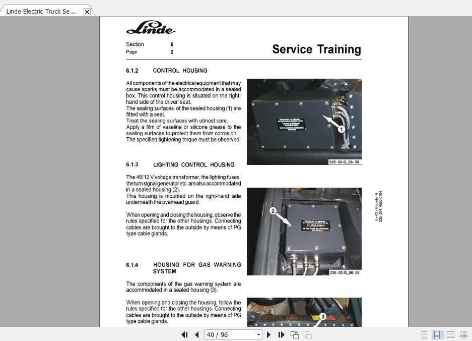 Linde Forklift Series 33502E14E20 ExGasGB0401 Service Manuals 3