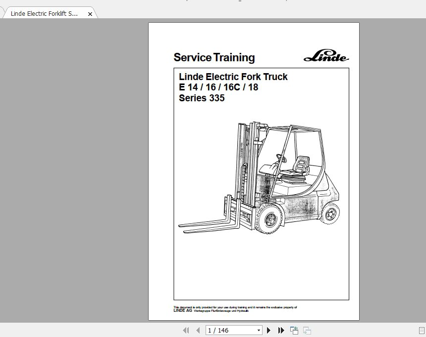 Linde Forklift Series 335E14E16E16CE18ST Service Manuals 1