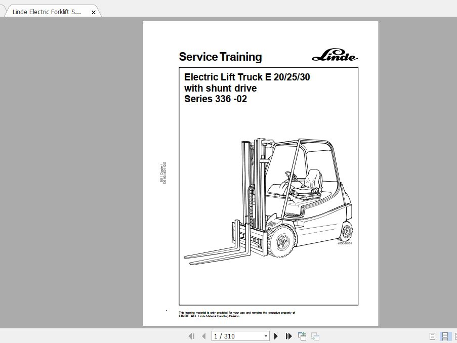 Linde Forklift Series 33602E202530 GB0611 Service Manuals 1