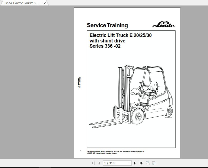 Linde Forklift Series 33602E20E25E30ST Service Manuals 1