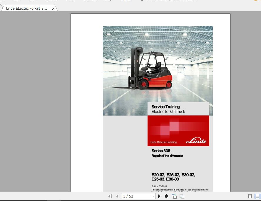 Linde Forklift Series 336E20 02E25 02E30 02E25 03E30 03 Service Manuals 1