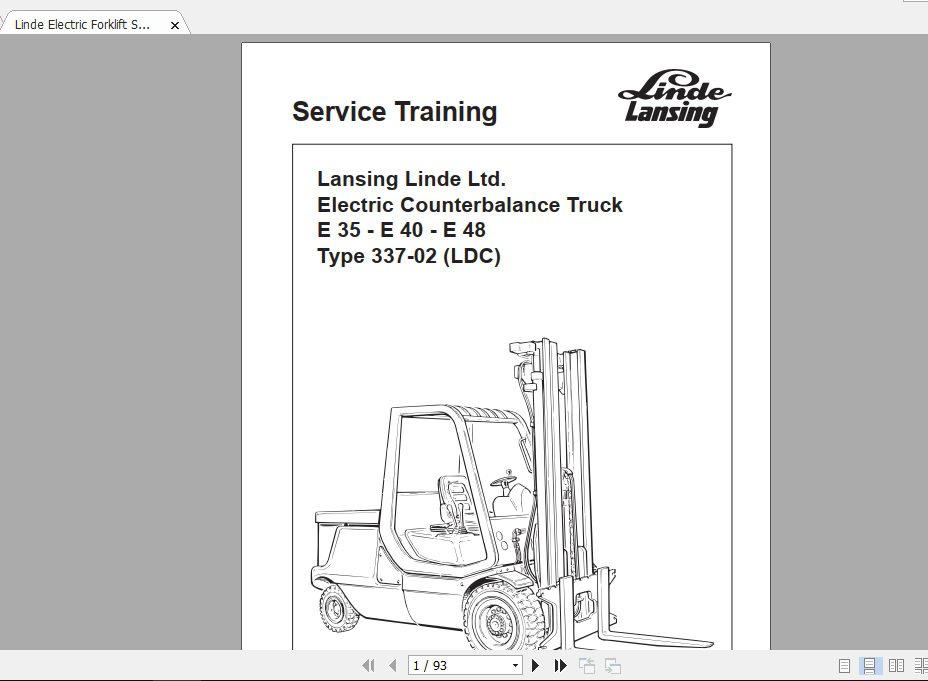 Linde Forklift Series 337 02LDCE35E40E48ST Service Manuals 1