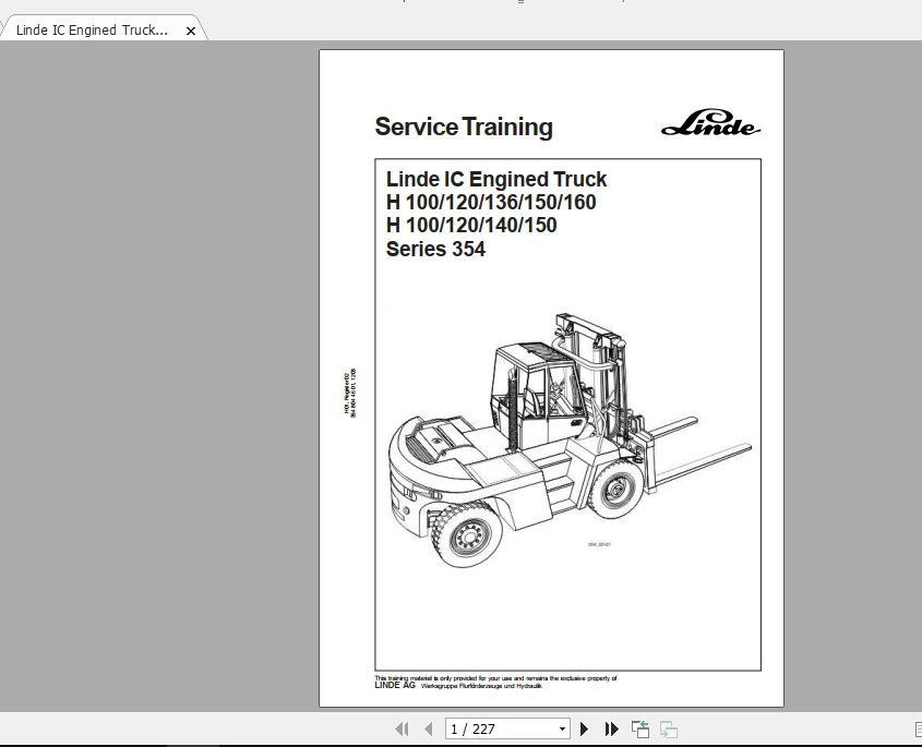 Linde Forklift Series 354H100H120H136H140H150H160ST Service Manuals 1