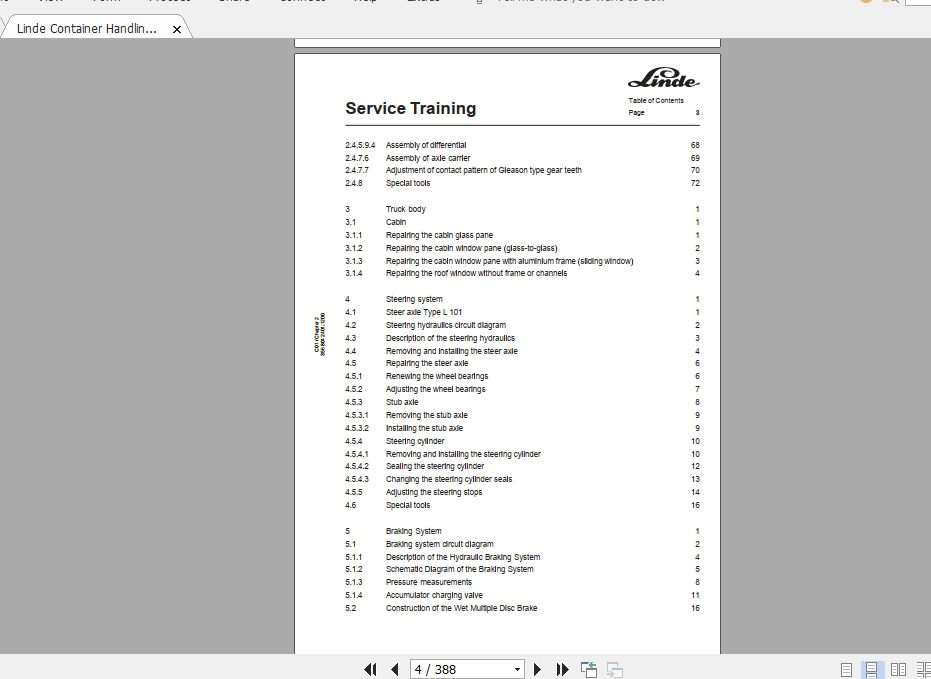 Linde Forklift Series 356C360C400H420H460ST Service Manuals 1