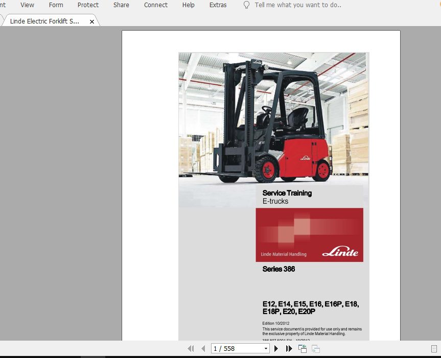 Linde Forklift Series 386E12E14E15E16E16PE18E18PE20E20P EN1210 Service Manuals 1