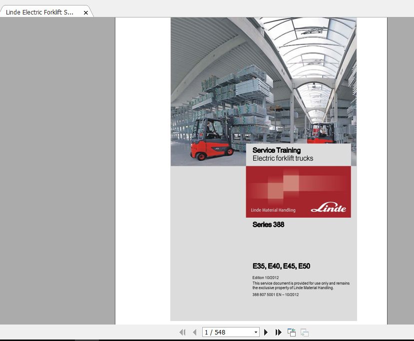Linde Forklift Series 388 E35E40E45E50ST Service Manuals 1