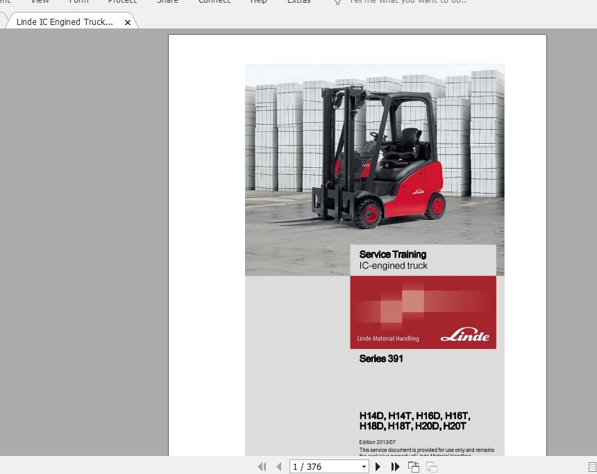 Linde Forklift Series 391H14D H20TST Service Manuals 1