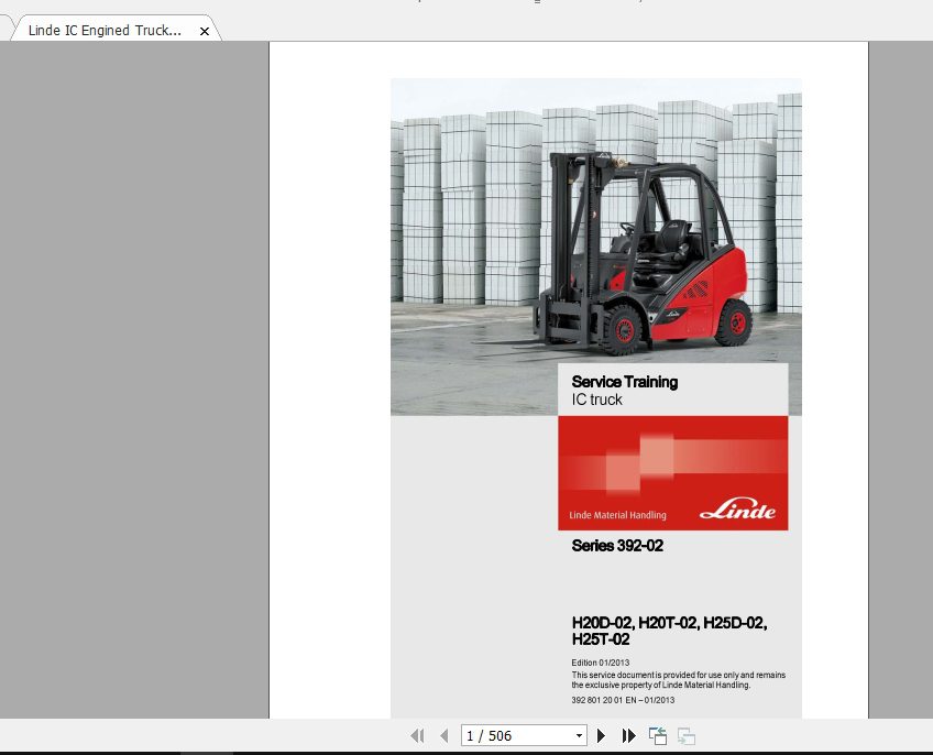 Linde Forklift Series 392H20D 02H20T 02H25D 02H25T 02ST Service Manuals 1