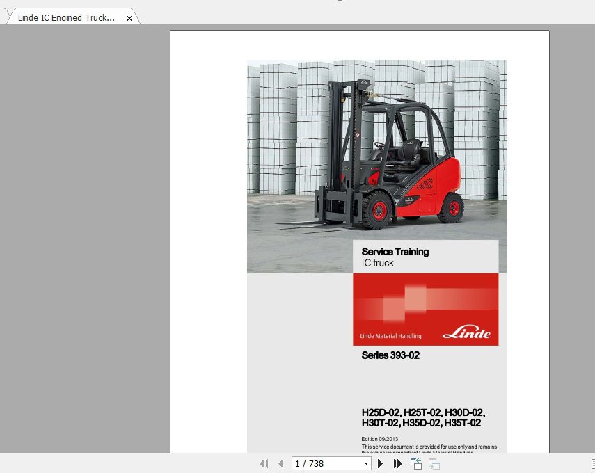 Linde Forklift Series 39302H25D 02 H35T 02 EN1309 Service Manuals 1