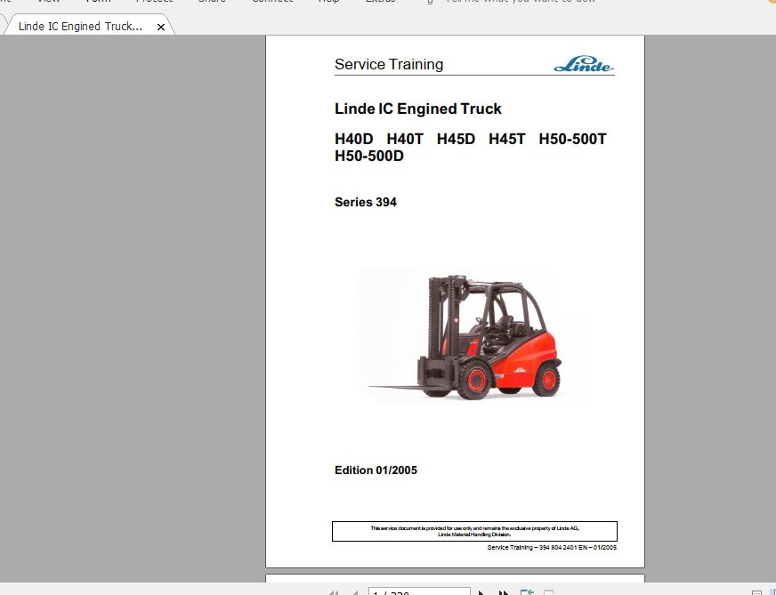 Linde Forklift Series 394H40DH40TH45DH50 500DST Service Manuals 1