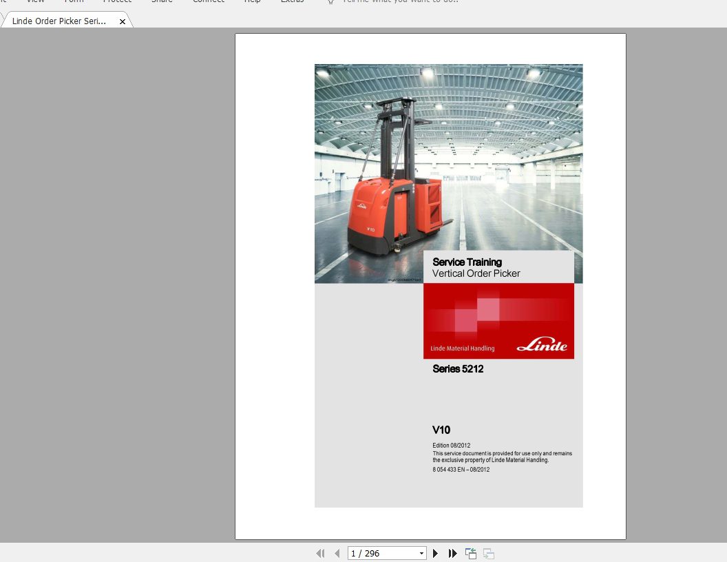 Linde Forklift Series 5212V10 EN1208 Service Manuals 1