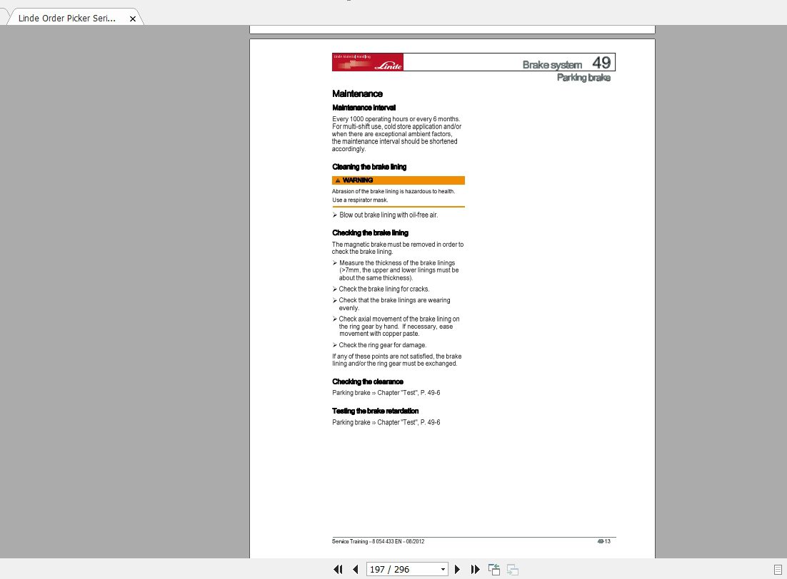 Linde Forklift Series 5212V10 EN1208 Service Manuals 4