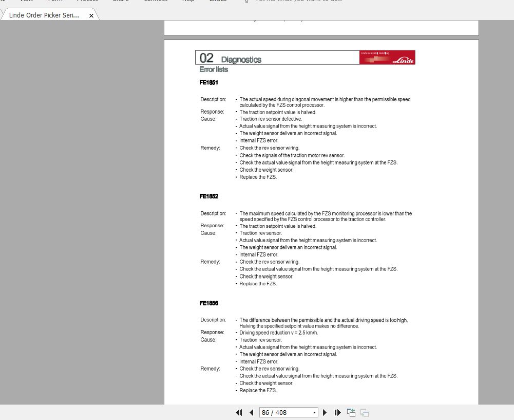 Linde Forklift Series 5213V EN1311 Service Manuals 2