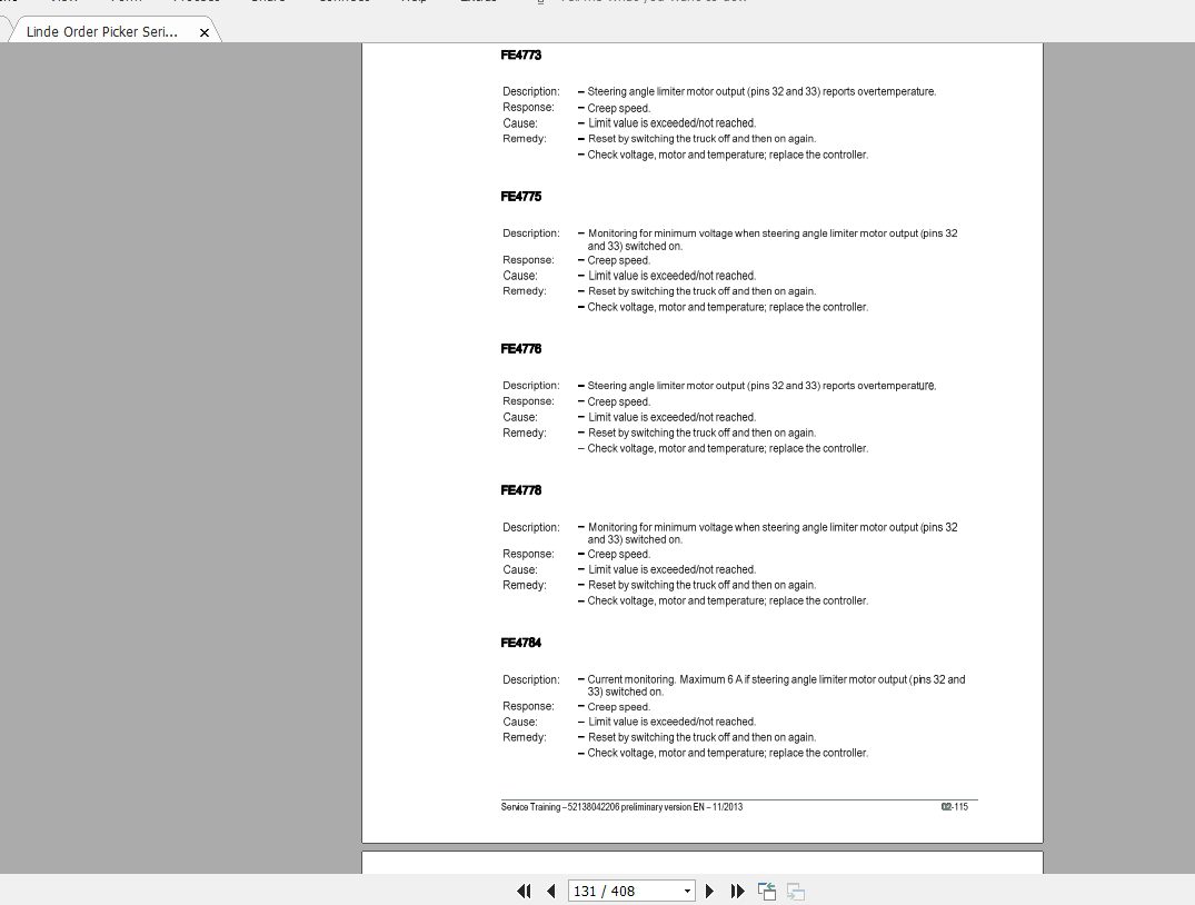 Linde Forklift Series 5213V EN1311 Service Manuals 3