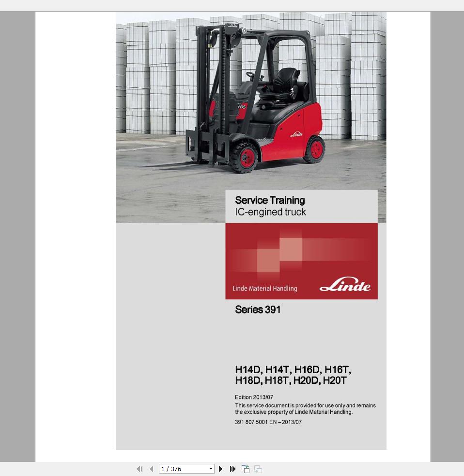 Linde Forklift Service Manual 2019 DVD10 2