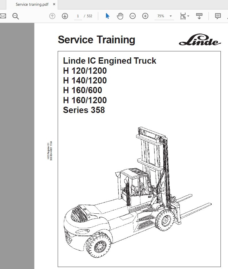Linde IC Engined Truck H1201200H1401200H160600H1601200 Series358 Service Training 1
