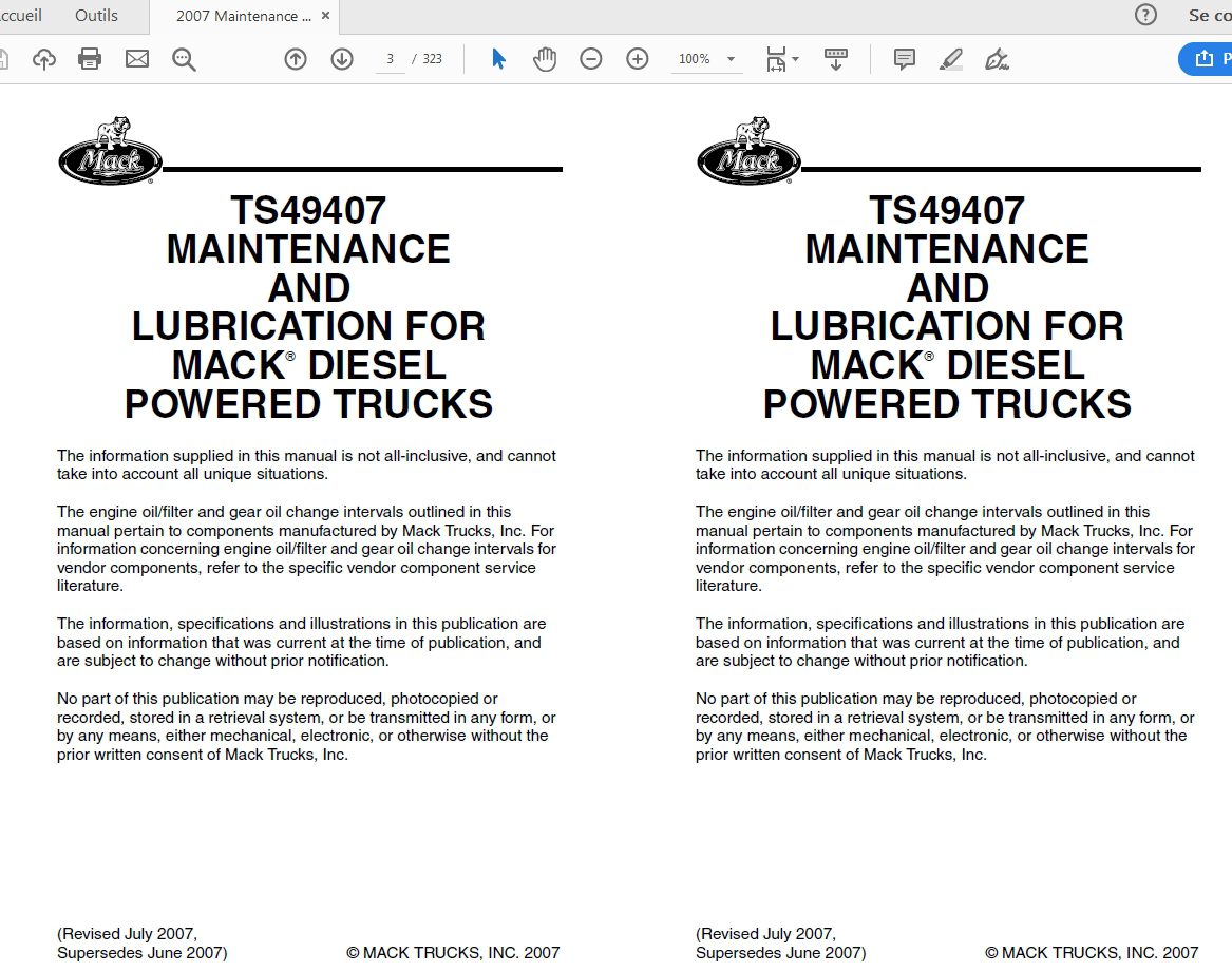Mack 2007 TS49407 Maintenance and Lubrication Manual 2