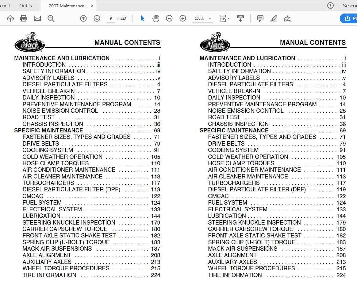 Mack 2007 TS49407 Maintenance and Lubrication Manual 3