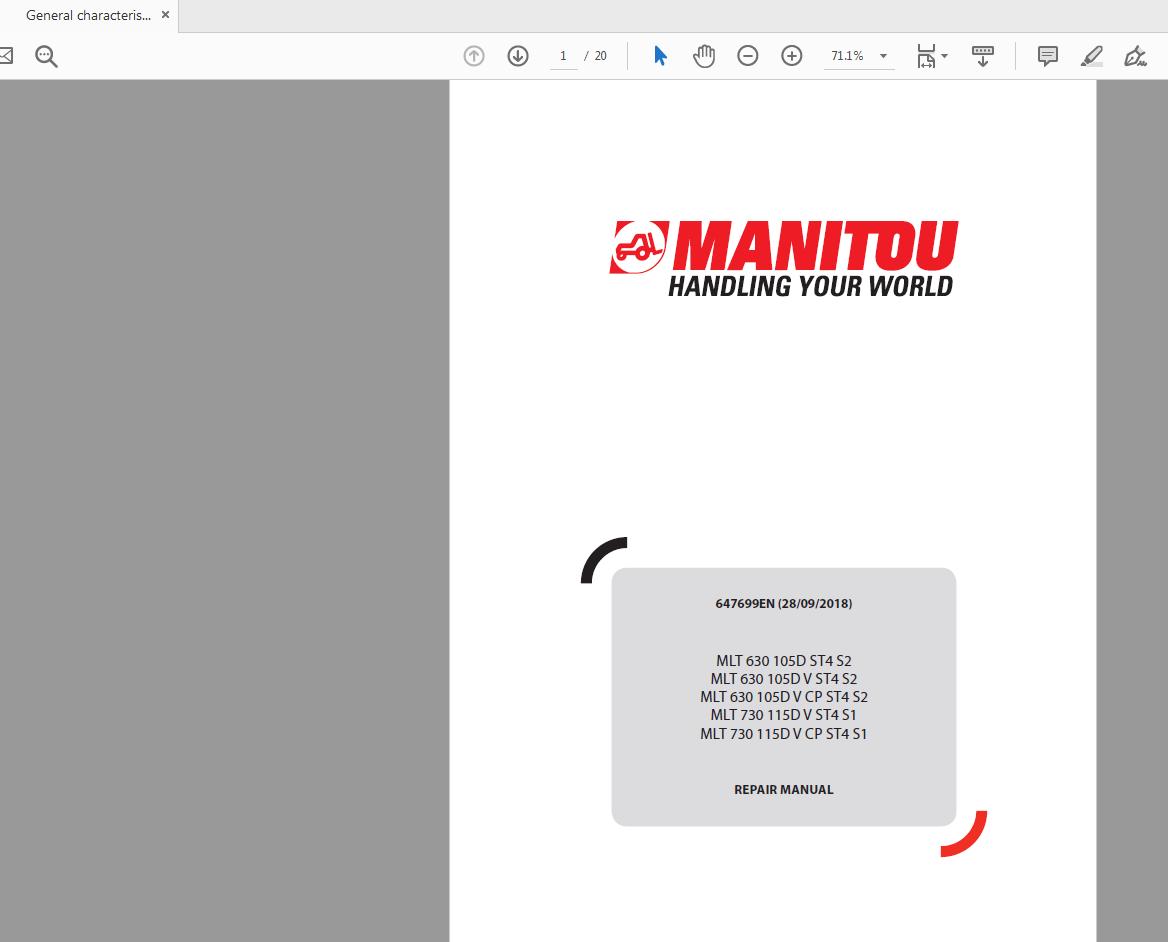 Manitou MLT 630730 647699EN Repair Manual 1