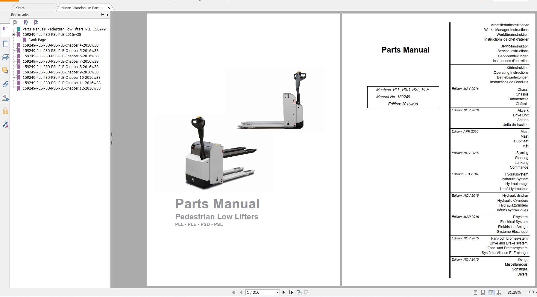 Nissan Warehouse Parts Manual PLL PSD PSL PLE   159249   2016w38