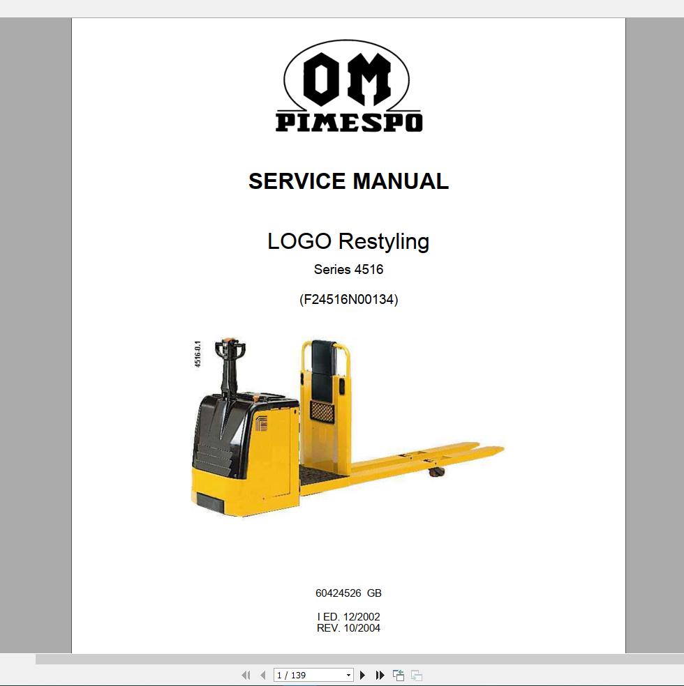 OM Pimesmo Forklift Truck Service PartsPDF DVD7
