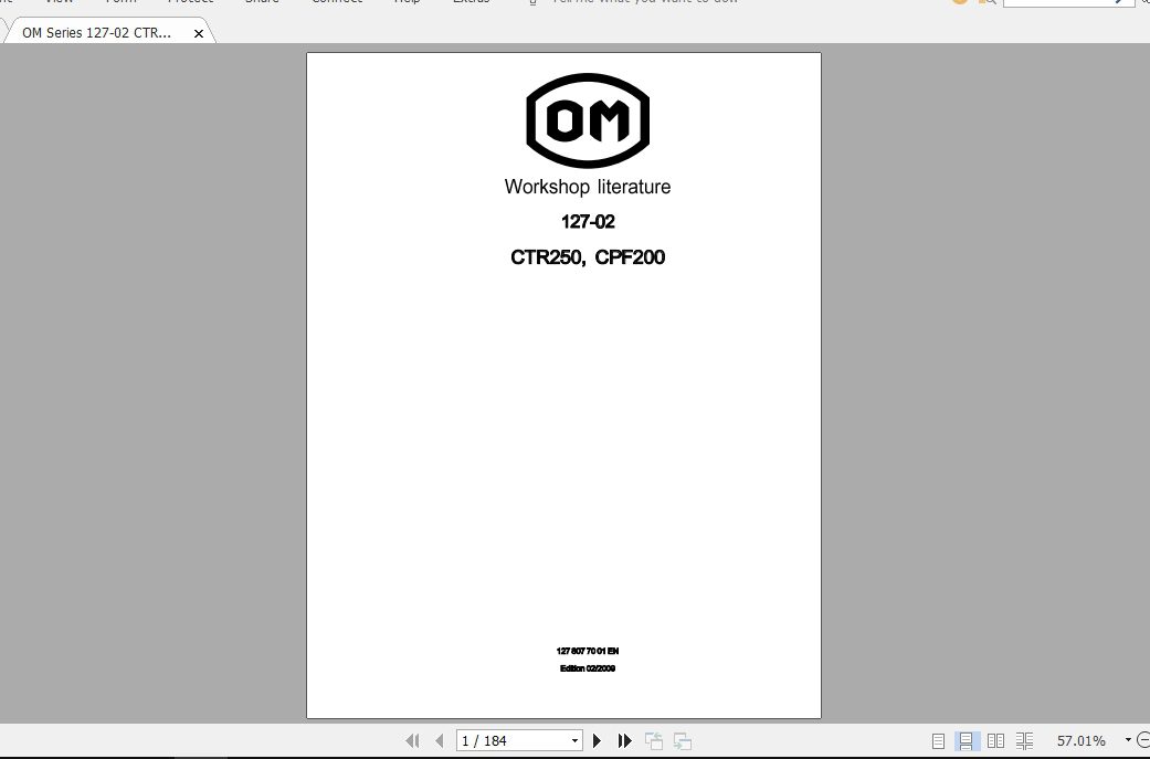 OM Series 127 02 CTR250CPF 200 Service Manuals 2